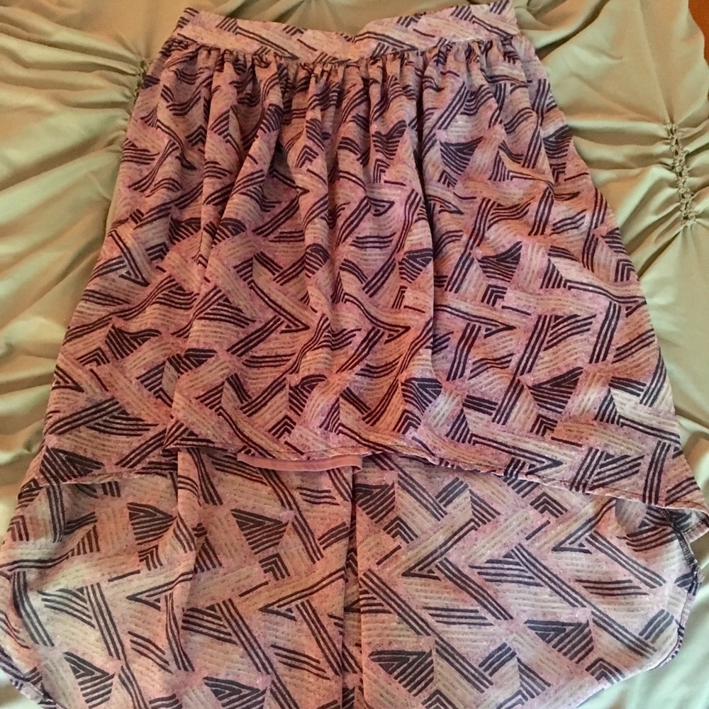 Purple Patterned High-Low skirt - Picture 2 of 5